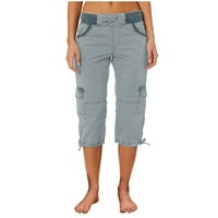 JPLZI Summer Women Multi džepne hlače Vanjski casual sportovi ošišane hlače kombinezon tanke labave kratke hlače