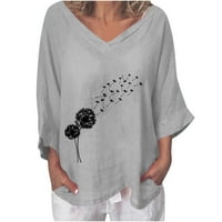 Rasprodaja ženskih bluza modna ženska ljetna ležerna majica s izrezom u obliku slova U i kratkim rukavima s printom