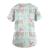 Ženske bluze, Ženski vrhovi s izrezom u obliku slova U i kratkim rukavima s personaliziranim printom, radne majice