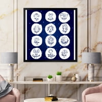 DesignArt 'Zodiac Diagram & Signs on Blue' Moderni uokvireni umjetnički tisak
