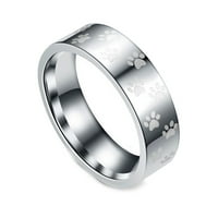 Taluosi muškarci žene Slatki otisak šape životinja titanski čelični prsten prst nakit rođendanski poklon
