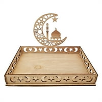 Pribor za kućne ljubimce Eid Mubarak drveni pladanj za hranu ukras Islamski ukras muslimanske zabave za kuću Ramazan