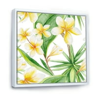 Dizajnerska umjetnost žuto cvijeće i tropsko lišće tradicionalni uokvireni zidni otisak na platnu