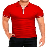 + Muške majice s patentnim zatvaračem, bluza klasičnog kroja, sportski široki ljetni vrhovi s reverom, jednobojni