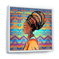 DesignArt 'Afroamerička ženska portret s Turban IV' Moderno uokvirena platna zidna umjetnička tiska