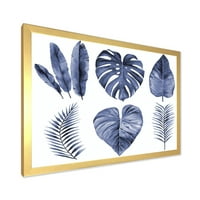 DesignArt 'plavi akvarelni tropski listovi I' Farmhouse uokvireni umjetnički tisak