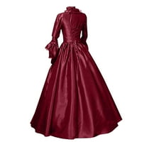 Ženska Vintage Retro gotička haljina s dugim rukavima S kapuljačom, duge haljine, ljubičasta