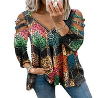 Ženska bluza od tunike s izrezom u obliku slova u, vrhovi za odmor u boji, široka majica s patentnim zatvaračem,