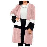 Ženski modni kaput, topli zimski dugi kardigan kaput u boji s džepovima, vanjski Kaputi