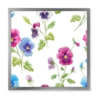 Dizajnerska umjetnost plavi i ružičasti cvjetovi maćuhice tradicionalni uokvireni umjetnički tisak