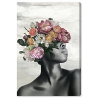 Wynwood Studio platno zaljubljen u cvijeće I moda i glam portreti zidno umjetničko platno print sivi 20x30