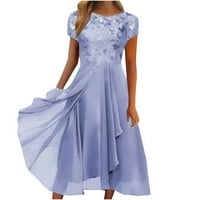 Ženski šifon patchwork okrugli vrat print maxi suknja duga haljina haljina kauzalne haljine za ženske haljine