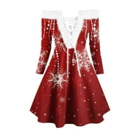 Plus veličina linijska haljina ljetne haljine cvjetne žene božićne tiskane lepršave ovratnike dugi rukavi u obliku