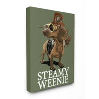 Stupell Home Décor Steamy Weenie Smiješna parna punk Dog dizajn kućnih ljubimaca platno zidna umjetnost Jim Baldwin