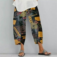 Ženske pamučne hlače s printom, rastezljive, širokog struka, široke Ležerne modne hlače