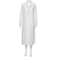 Haljine za žene kaftan pamuk kaftan dugi rukav običan casaul predimenzioniran maxi dugačka haljina košulje ženska