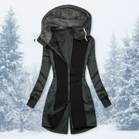 / Ženska jesen/ zima jednobojna jakna s kapuljačom i džepovima, kapuljača s patentnim zatvaračem, kaput