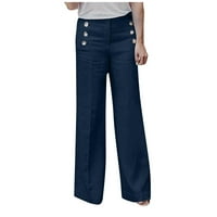 Ženske lanene hlače na rasprodaji seksi ženske modne hlače Ležerne široke elastične hlače na kopčanje široke teretne