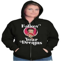 Slijedite svoje snove slatka majica s kapuljačom s patentnim zatvaračem za žene od 5 do 5
