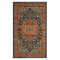 Tradicionalni cvjetni tepih, plava i narančasta, 2'2 4'