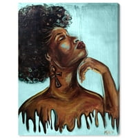 Avenue Avenue Moda i glam zidne umjetničke platnene ispis 'Marissa Anderson kapljajući melanin plavi portreti