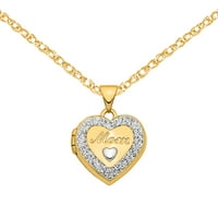 Medaljon mamino srce izrađen od netaknutog zlata, karatnog žutog zlata i bijelog rodijevog kristala s lancem kabela