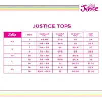 Gumb Justice Girls Front Henley Top s besplatnim Scrunchie, veličine 5- & Plus
