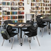 Okrugli pokretni stol za učionicu s podesivom visinom od 42 - siva