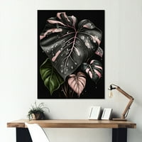 Designart ružičasto -bijeli filodendron list I platno zidna umjetnost