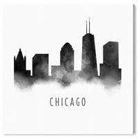 Wynwood Studio Cities and Skylines Wall Art Canvas Otistavlja 'Chicago akvarel' gradovi Sjedinjenih Država - Crni,