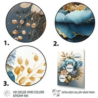 DesignArt plava i zlatna mješoviti cvjetni buket IV platna zidna umjetnost