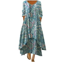 Dadaria boho maxi haljina za žene plus veličine žene modni gumbi cvjetni print labavi dugi rukavi O-Neck casual