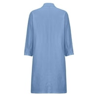 Yuwull maxi haljina za žene Ljetne haljine za žene čvrste dvostruke džepne rukave Čvrsti pamučni i laneni kardigan