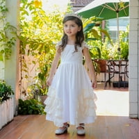 Haljina za djevojčice s cvjetnim uzorkom boemska haljina bijela čipkasta princeza haljina s rukavima do ramena