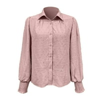 Košulje za žene, Ženske majice kratkih rukava, ležerni proljetni vrhovi s okruglim vratom u boji,ružičaste boje,