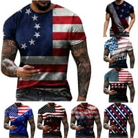 Rasprodaja Muške majice za vježbanje mišića 4. srpnja s kratkim rukavima s grafičkim printom američke zastave