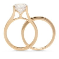 3-karatni okrugli dijamant, prirodni kultivirani 14-karatni žuti zlatni dijamant, zaručnički prsten za mladenke,