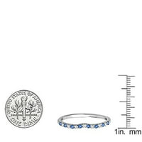 Kolekcija DazzlingRock 10K okrugli plavi sapphire i bijeli dijamantni godišnjica vjenčanog prstena, bijelo zlato,