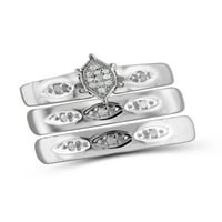 Carat T.W. Bijeli dijamantni set zaručnika srebrnog trio -a
