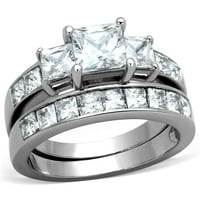 Set uparenih prstenova ženski set zaručničkih prstenova od nehrđajućeg čelika, 1 karatna princeza, Muška narukvica,