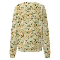 Ženske dukserice s okruglim vratom i dugim rukavima, pulover s cvjetnim printom, ležerni široki džemperi za žene