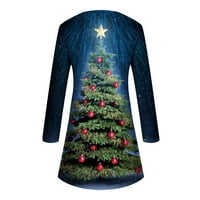 Ležerna Ženska haljina s dugim rukavima S izrezom u obliku slova A, haljine s uzorkom božićnog drvca, jesenska