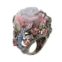 _ Ženski večernji nakit cvijet božura uzorak guštera prsten s narukvicom optočen rhinestonesom