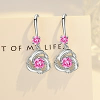 Ružičasta ogrlica i naušnice uključene, tanke naušnice ukrašene dijamantima kreativne naušnice temperamentne duge