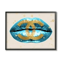 Stupell Industries Dizajner modni logotip bujni plavi usne usne uokvirene zidne umjetnosti, 16, dizajn Madeline