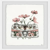 Torbica s ružičastim cvjetovima uokvirenim slikanjem tiska