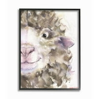 Stupell Industries Sheep Head Animal Akvarel Slikanje uokvirenog Giclee teksturizirana umjetnost George Dyachenko