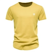 Muška majica jednobojne majice kratkih rukava s okruglim vratom ležerni osnovni vrhovi vafle lagane sportske košulje