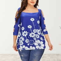 Casual majica za žene s okruglim vratom, kratkim rukavima i modnim printom, Plus veličina, plava, e-mail