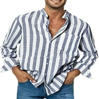 Muška majica s prugastim vrhovima majica dugih rukava muška majica na kopčanje bluza za odmor siva majica s dugim